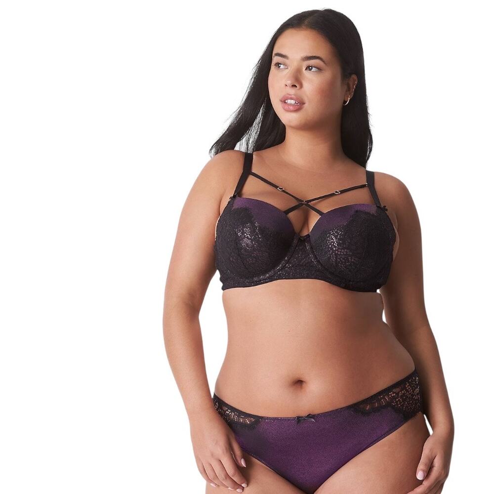 Cacique Seriously Sexy Boost Balconette Bra Purple Metallic Lace 42DDD NEW Shine